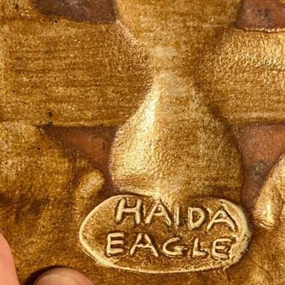 Vtg Haida Hand made clay plate Eagle thunderbird artist Ruth Meecham. *READ* - Picture 4 of 7